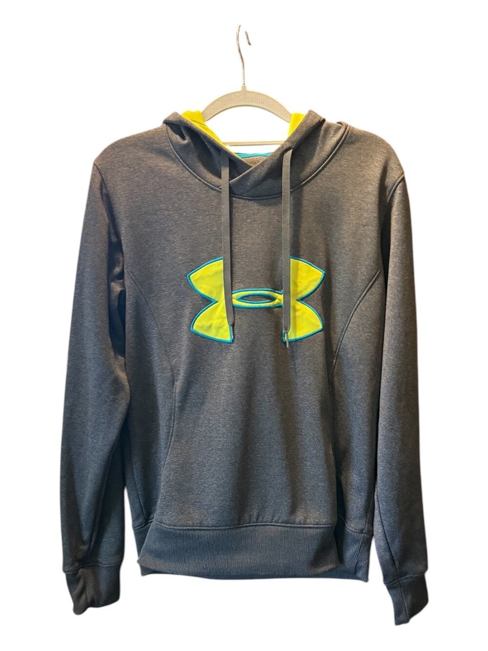 Under Armour ColdGear Hoodie Gray Neon Logo Women’s Medium Sweatshirt